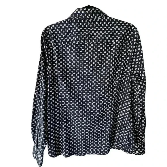 TOMMY HILFIGER | NWOT | WOMEN’S NAVY BLUE PRINT LONG SLEEVED SHIRT | SIZE: LRG - Picture 7 of 12